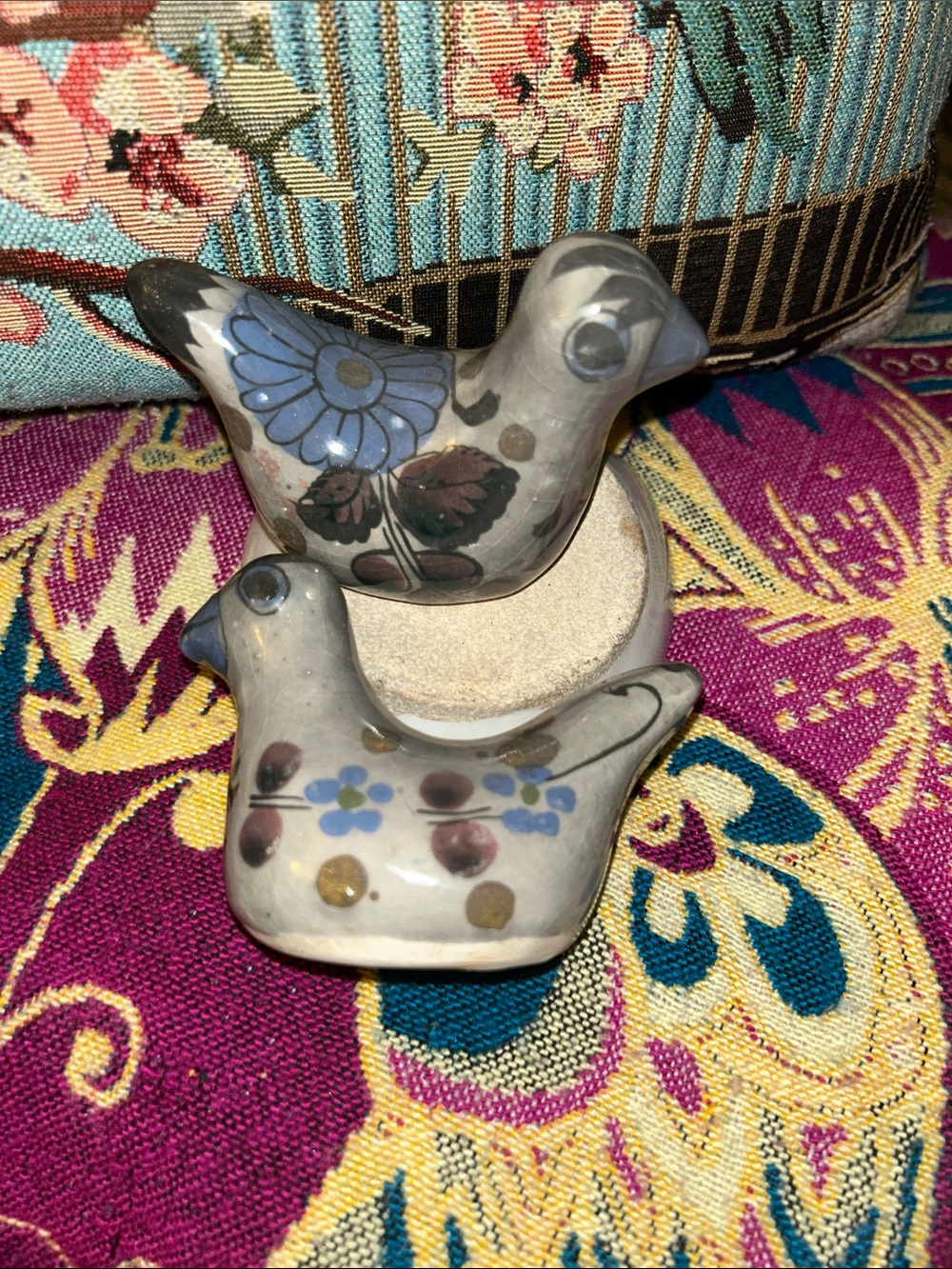 Set of two Tonalá Mexican doves pottery